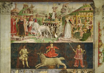 Allegorie des März: Triumph der Minerva und das astrologische Symbol des Widders von Francesco del Cossa